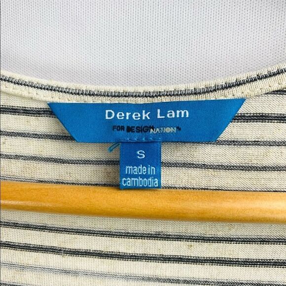 Derek Lam Linen Blend Drop Hem Striped
Relaxed Casual Dress Cream - Picture 6 of 16